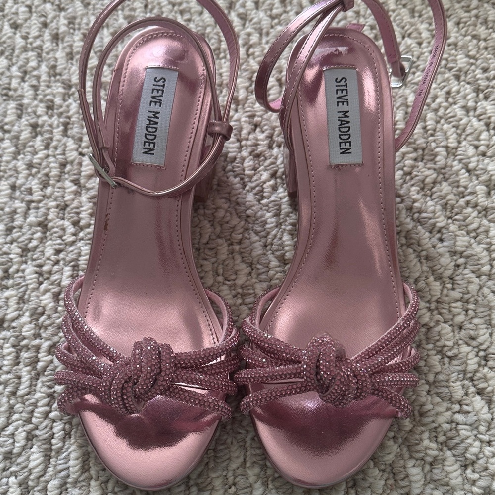 Steve Madden Metallic Pink Strappy Heels